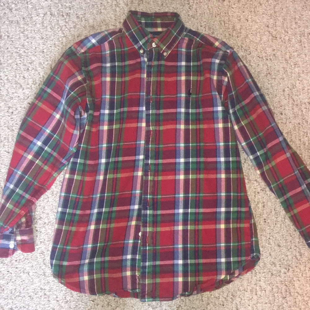 Ralph Lauren Flannel Plaid design Size L 14-16